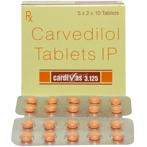 cardivas 3.125mg tablet 10's